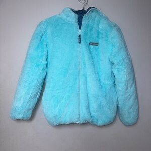 Eddie Bauer Reversible Teddy Fleece Puffer  Nylon Zip-Up Hooded Jacket